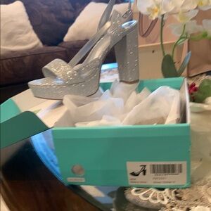 Silver Glitter Platform Heels